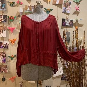 Free People Burgundy Blouse